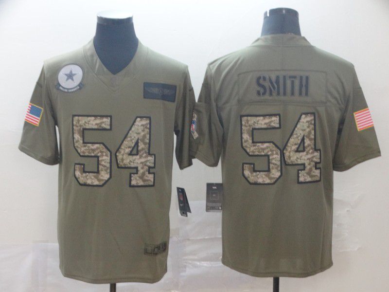 Men Dallas cowboys #54 Smith Nike 2019 Olive Camo Salute to Service Limited NFL Jerseys
